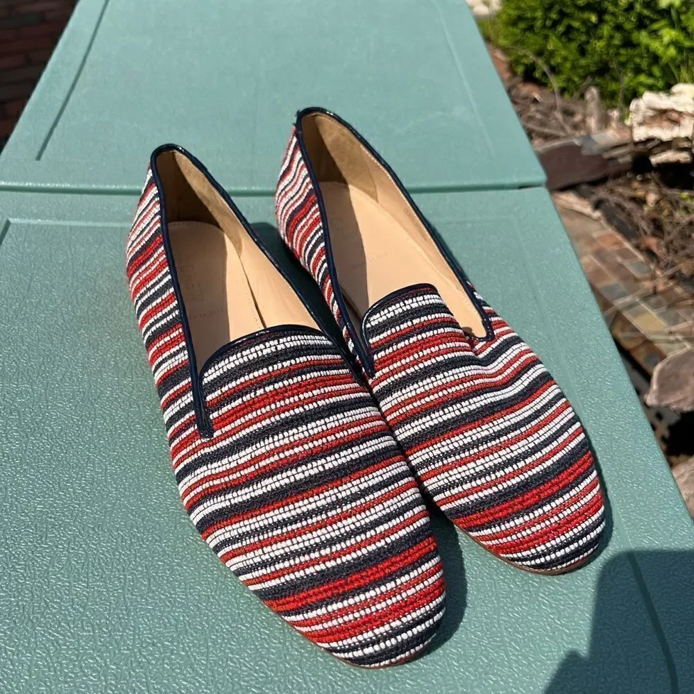 J Crew Embroidered Leather Driving Loafers